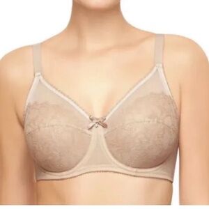 Wacoal Vintage Inspired Chantilly Elegant Lace Women's Bra in Tan, 40DD